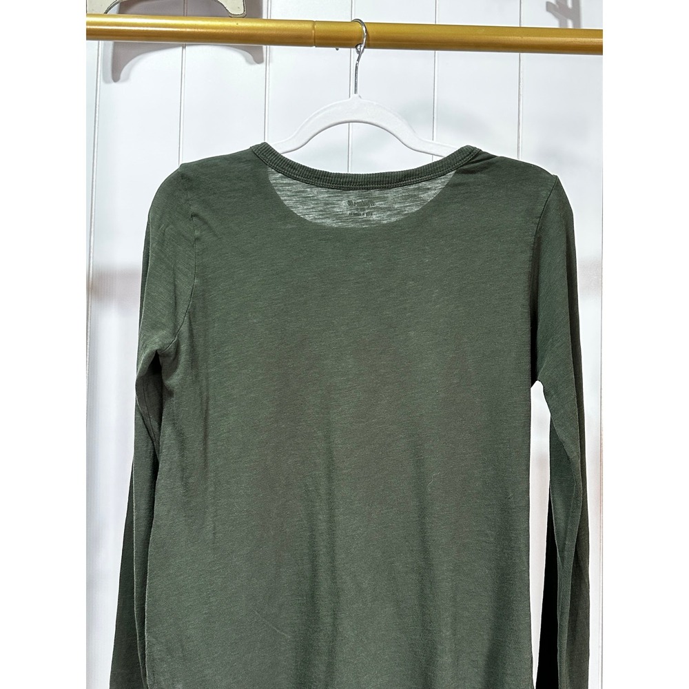 Madewell Olive Green Slub Jersey Long Sleeve Crew Neck Tee Shirt Women Size 1 S